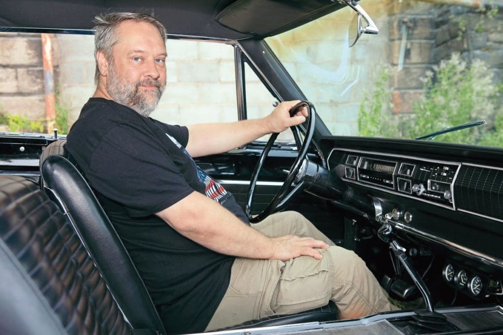 Jay Pettit behind the wheel of his 1966 Dodge Coronet 500