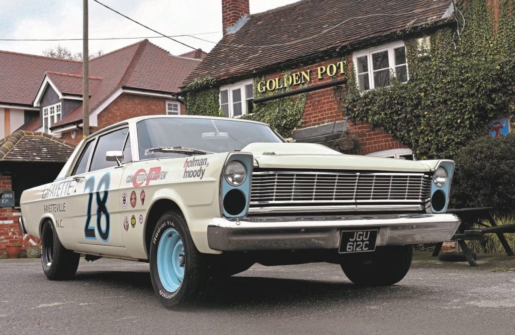 1965 Ford Custom Fast Freddie recreation parked in front of a pub