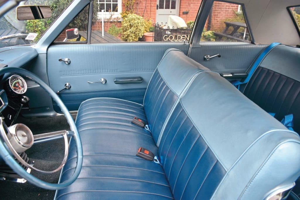 Blue interior of the 1965 Ford Custom