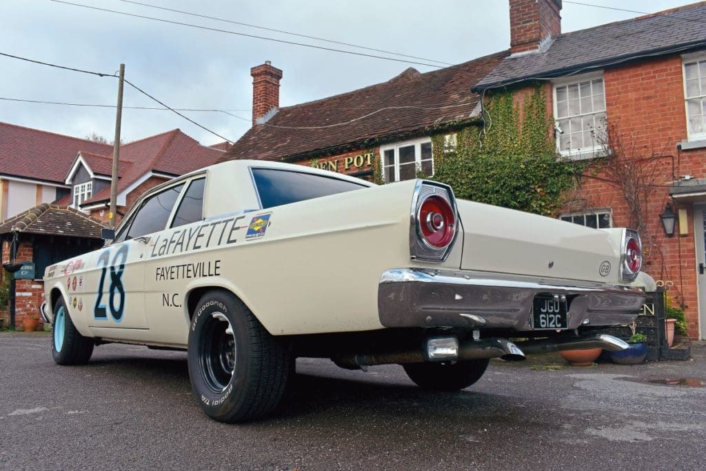 1965 Ford Custom from the back showing off tail lights