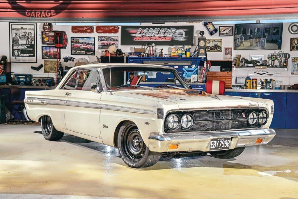 Marc Lamude’s 1964 Mercury Comet parked in a garage