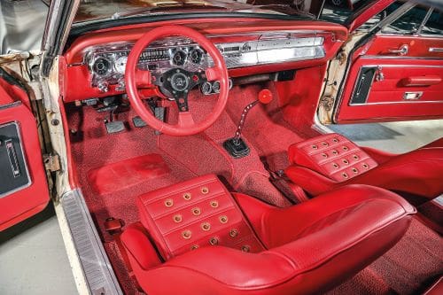 Red interior of the 1964 Mercury Comet