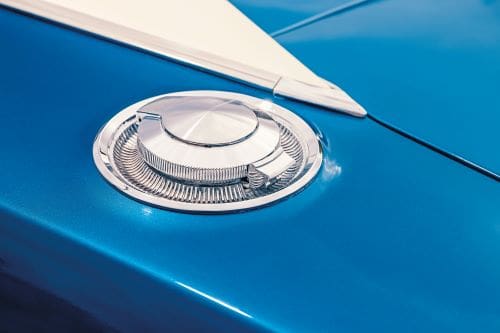Chrome pop-up gas cap on 1968 Dodge Charger