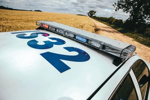 Top of the Crown Victoria with lightbart attached