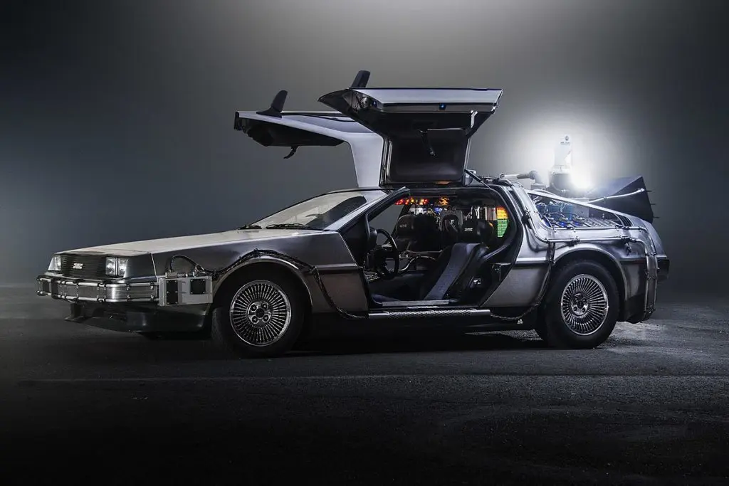 The DeLorean with doors open