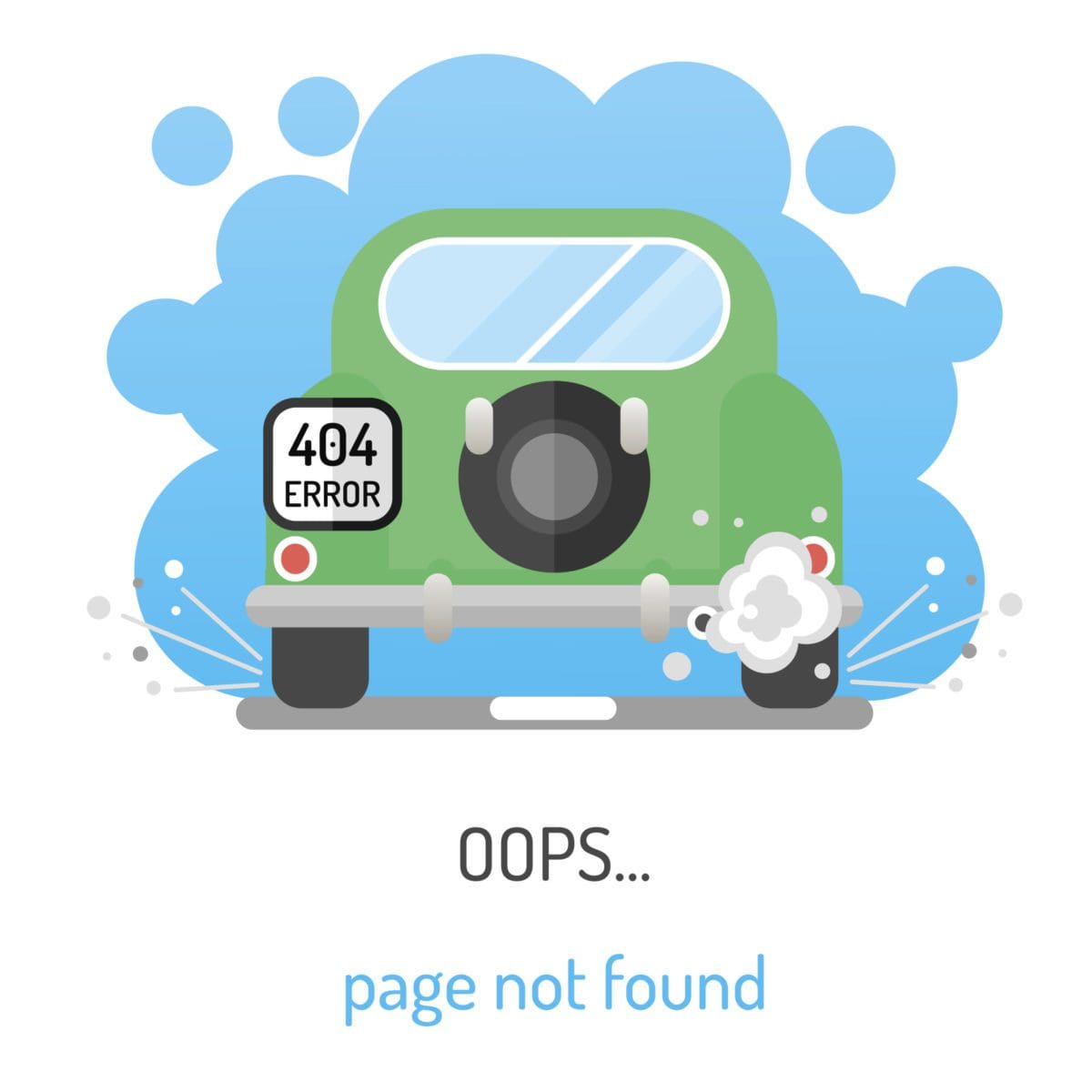 Page not found. Error 404. Background with car.