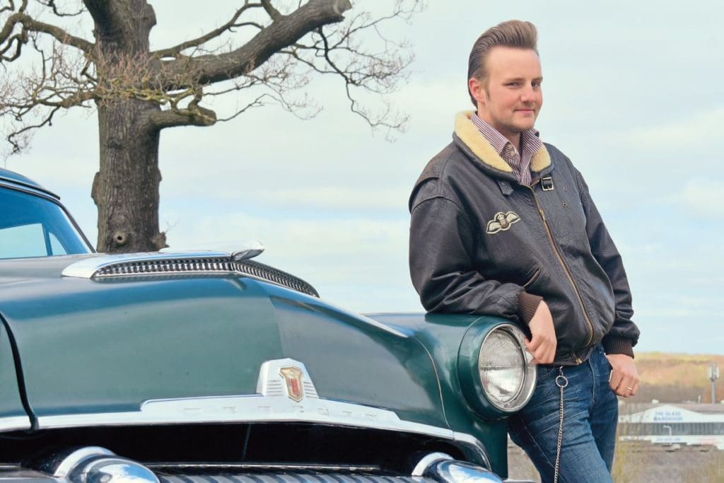 Bradley leaning against his 1954 Mercury Monterey