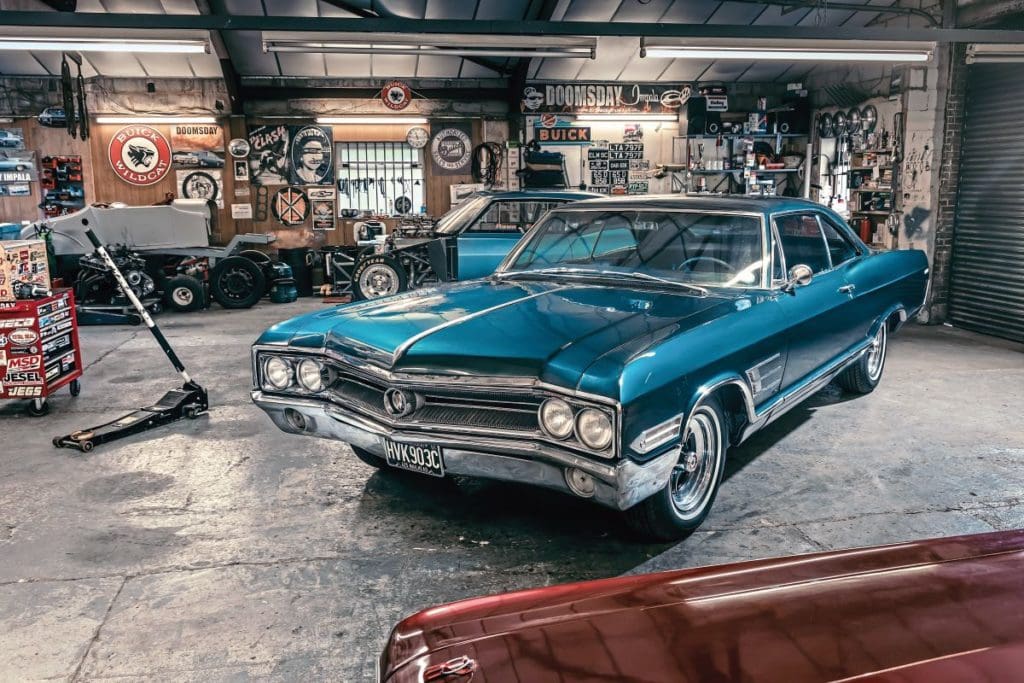 1965 Buick Wildcat in garage from front