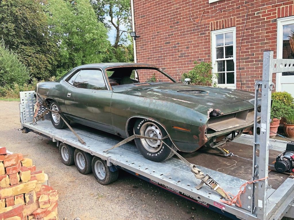 The 'Cuda as sourced with missing glass and a seized engine