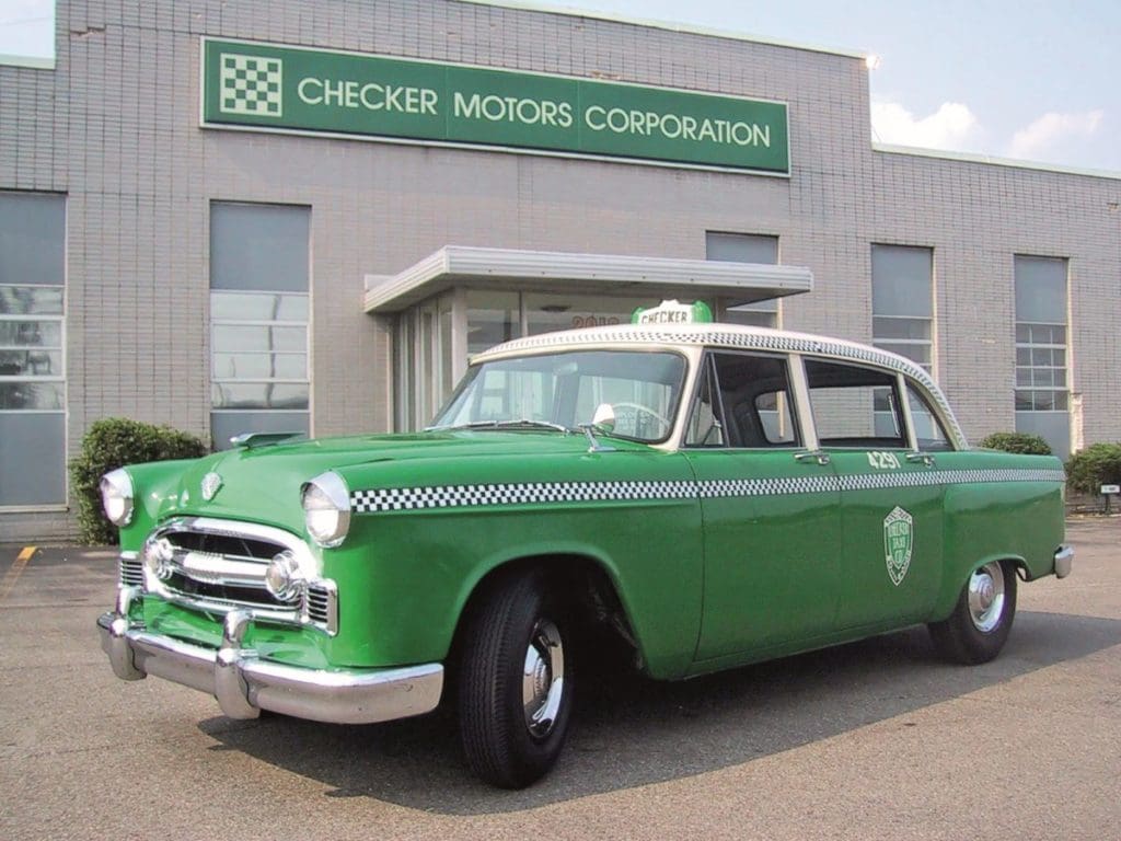 A8 Checker cab outside the Kalamazoo factory.