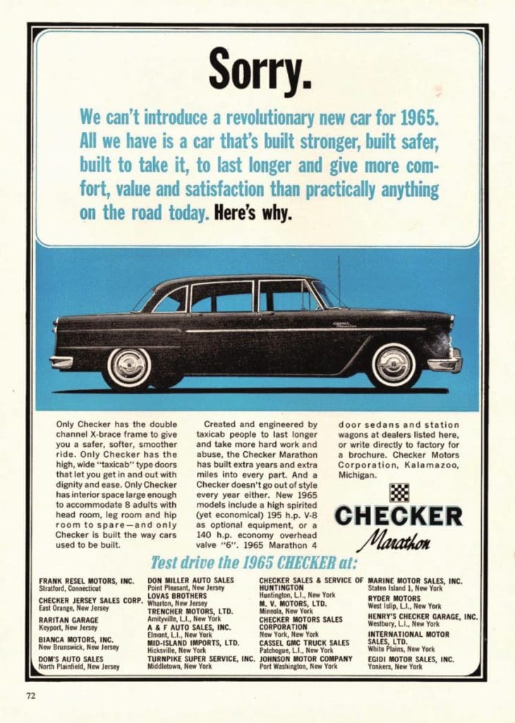 1965 ad for Checker Marathon.