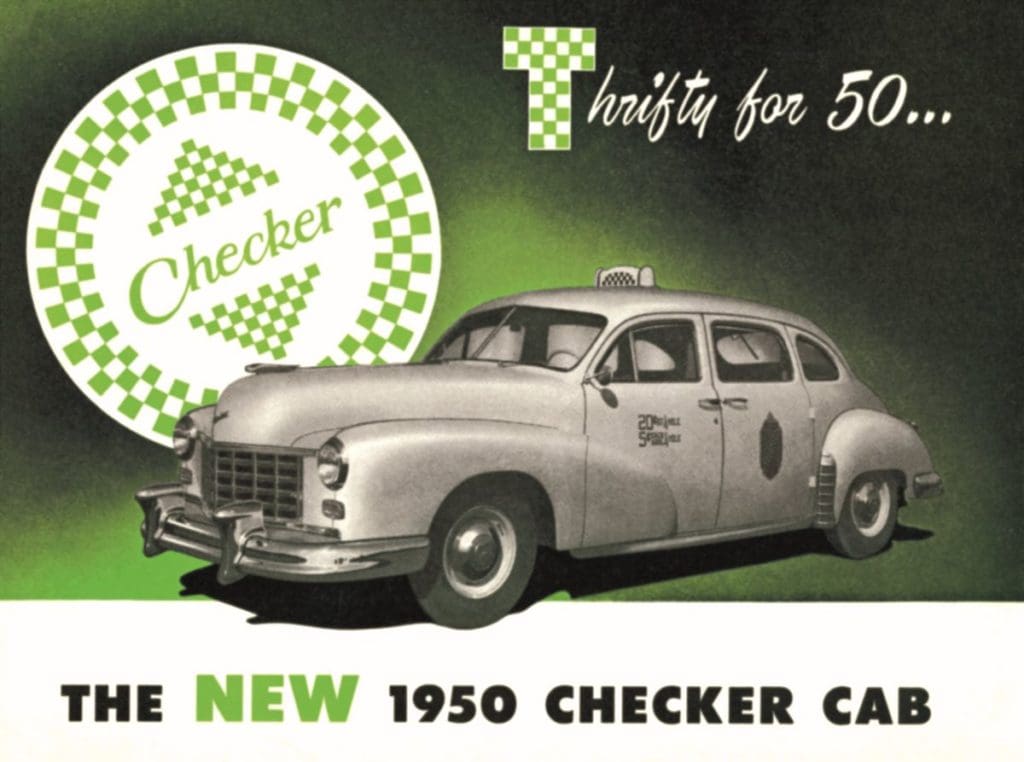 A5 Checker cab ad for 1950.