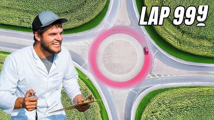 YouTubers drive Dodge Charger around a roundabout for 24 hours in chaotic challenge